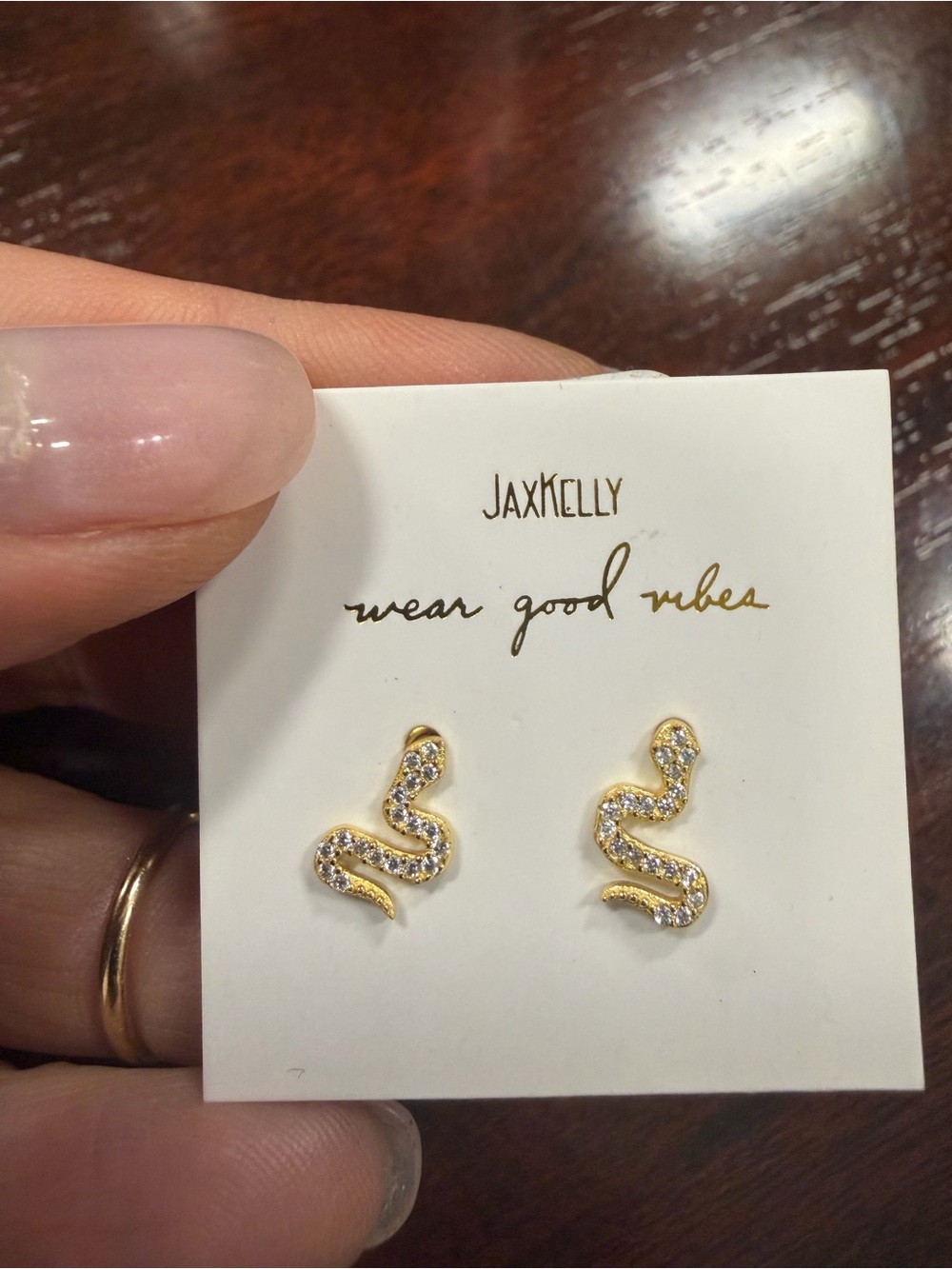 Jaxkelly Gold colored Crystal Snake Stud Earrings brand new